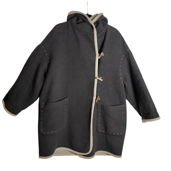 United Colors Of Benetton Jackets & Blazers - United Colors of Benetton Vintage Wool Hooded Toggle Coat Brown Made in Italy 42